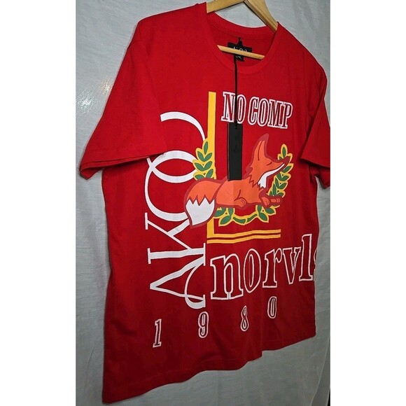 AKOO "No Comp Norvls 1980" Racing Red Graphic T-Shirt Men's Size XL, NWT - Picture 3 of 10